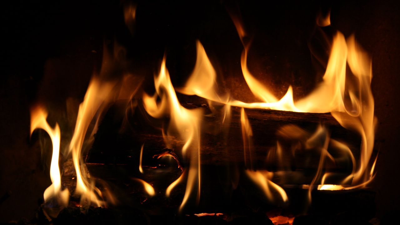 Wallpaper log, bonfire, flame, dark