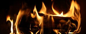 Preview wallpaper log, bonfire, flame, dark