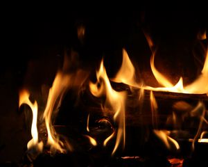 Preview wallpaper log, bonfire, flame, dark