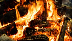 Preview wallpaper logs, bonfire, fire, dark