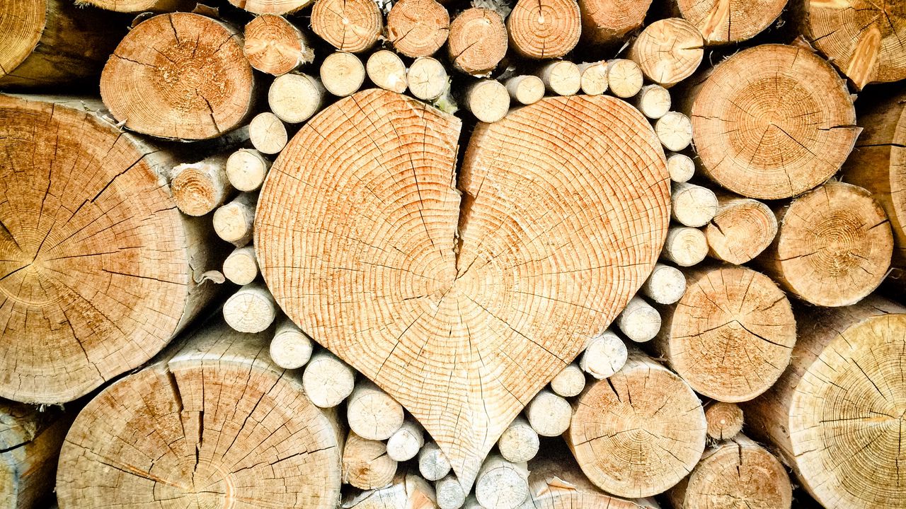 Wallpaper logs, heart, wood