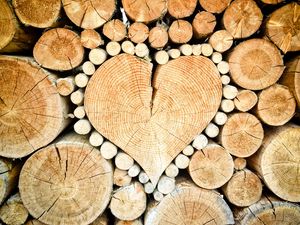 Preview wallpaper logs, heart, wood