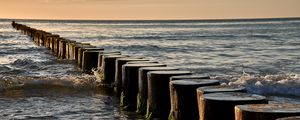 Preview wallpaper logs, pilings, sea, waves, splashes, wet