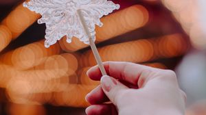 Preview wallpaper lollipop, snowflake, candy, hand