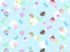 Preview wallpaper lollipops, candy, sweet, pattern, patterns