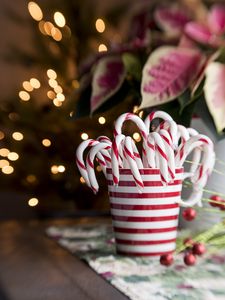 Preview wallpaper lollipops, caramel, glass, stripes, christmas