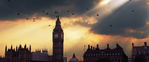 Preview wallpaper london, big ben, sunset, shadow, sky