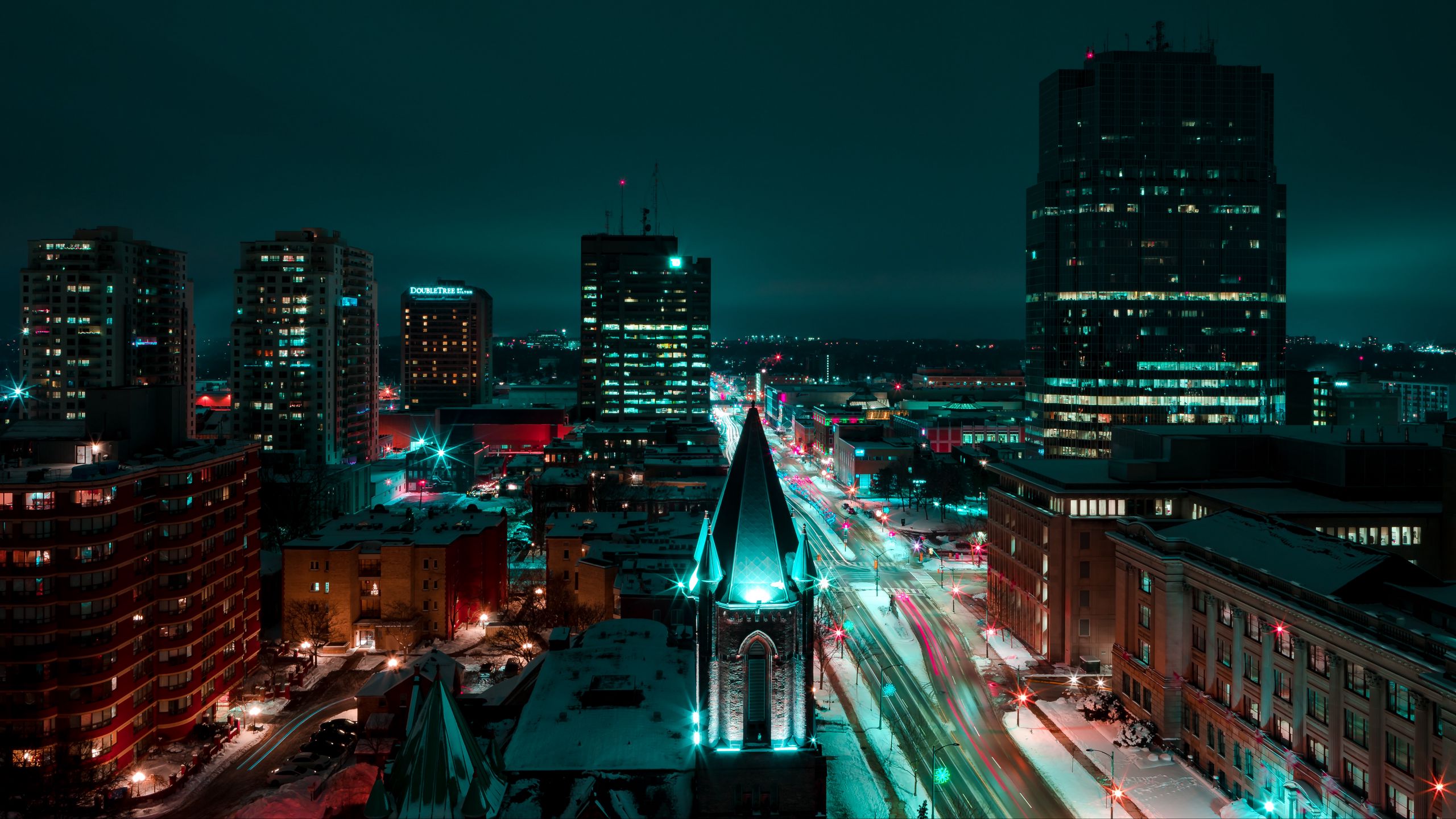 Download wallpaper 2560x1440 london, canada, night city, buildings