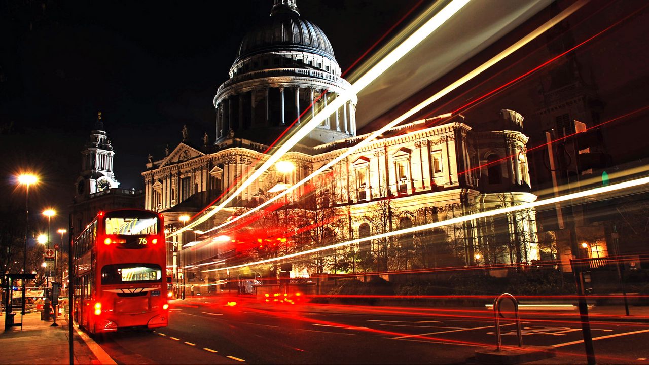 Wallpaper london, city, bus, night