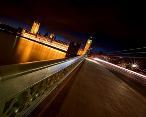 Preview wallpaper london, night, bridge, river, big ben