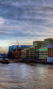 Preview wallpaper london, thames, ships, buildings, evening
