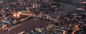 Preview wallpaper london, uk, city lights, bridge, top view