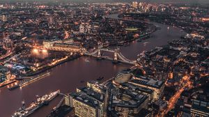 Preview wallpaper london, uk, city lights, bridge, top view