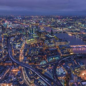 Preview wallpaper london, united kingdom, night city, top view