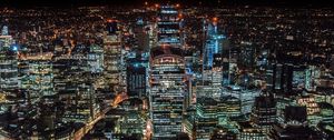 Preview wallpaper london, united kingdom, skyscrapers, top view, night city