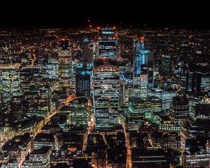 Preview wallpaper london, united kingdom, skyscrapers, top view, night city