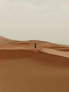 Preview wallpaper lonelines, alone, sdesert, dunes, girl