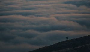 Preview wallpaper loneliness, alone, clouds, hill, distance