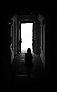 Preview wallpaper loneliness, alone, girl, silhouette, dark, black