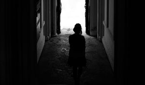 Preview wallpaper loneliness, alone, girl, silhouette, dark, black