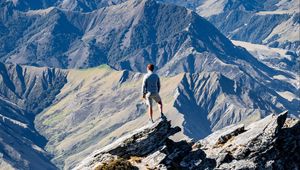 Preview wallpaper loneliness, alone, rocks, mountains