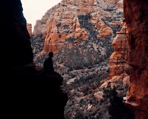 Preview wallpaper loneliness, alone, rocks, cave