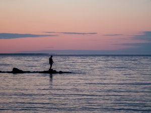 Preview wallpaper loneliness, alone, sea, dusk