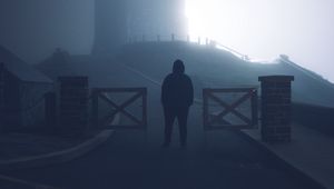 Preview wallpaper loneliness, alone, silhouette, sad, fog