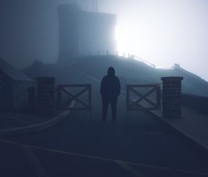 Preview wallpaper loneliness, alone, silhouette, sad, fog