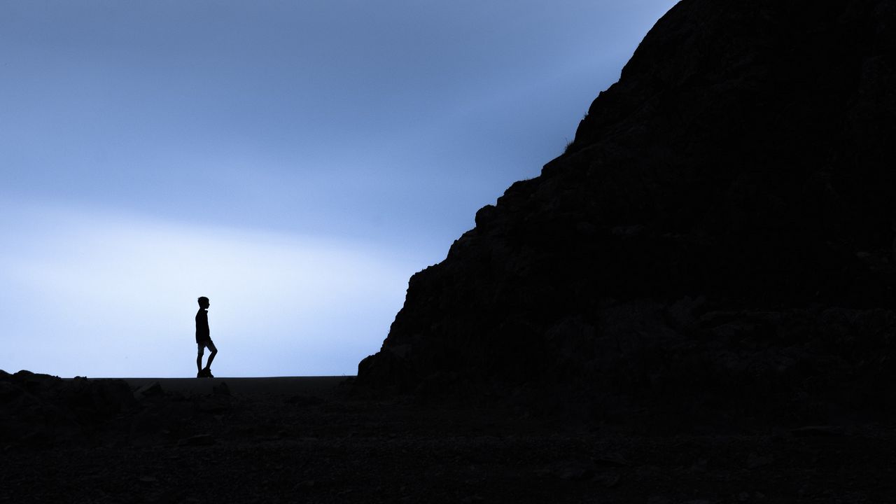 Wallpaper loneliness, alone, silhouette, mountain