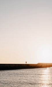 Preview wallpaper loneliness, alone, silhouette, pier, sea