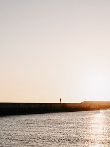 Preview wallpaper loneliness, alone, silhouette, pier, sea