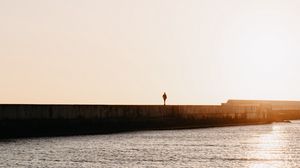 Preview wallpaper loneliness, alone, silhouette, pier, sea