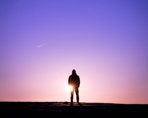 Preview wallpaper loneliness, alone, sun, rays, sunset