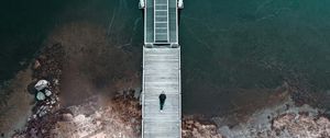 Preview wallpaper loneliness, lonely, pier, coast