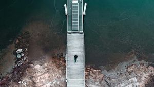 Preview wallpaper loneliness, lonely, pier, coast