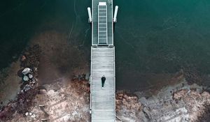 Preview wallpaper loneliness, lonely, pier, coast