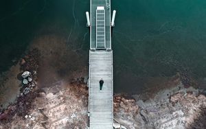 Preview wallpaper loneliness, lonely, pier, coast