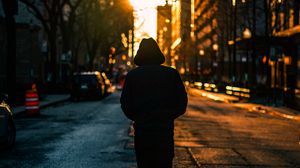 Preview wallpaper loneliness, man, hood, city