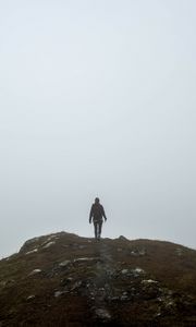 Preview wallpaper loneliness, mountain, peak, freedom, fog