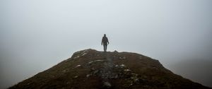 Preview wallpaper loneliness, mountain, peak, freedom, fog