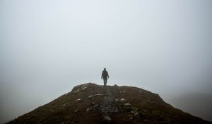 Preview wallpaper loneliness, mountain, peak, freedom, fog