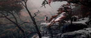 Preview wallpaper loneliness, mountains, fog, trees