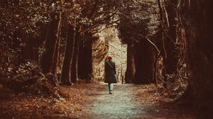 Preview wallpaper loneliness, walk, autumn, trees, forest