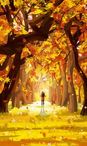 Preview wallpaper lonely, autumn, leaves, art