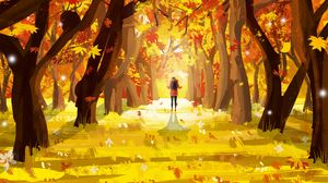 Preview wallpaper lonely, autumn, leaves, art