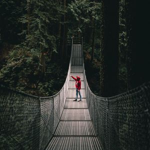 Preview wallpaper lonely, loneliness, bridge, forest