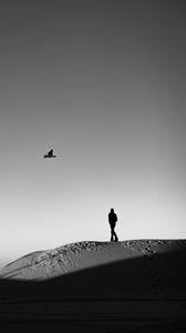 Preview wallpaper lonely, loneliness, desert, bw