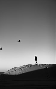 Preview wallpaper lonely, loneliness, desert, bw