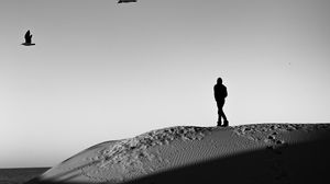 Preview wallpaper lonely, loneliness, desert, bw